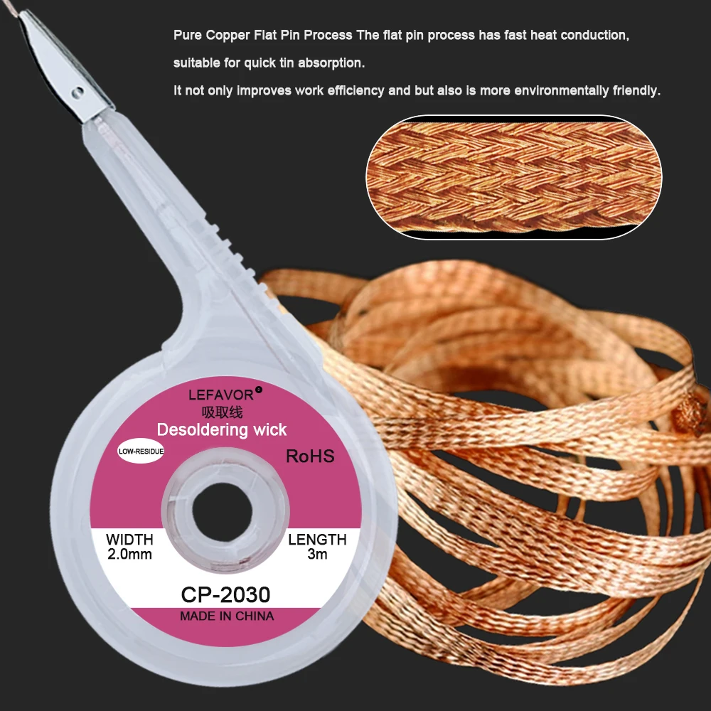 강력한 디 솔더링 브레이드 1.5/2.0/2.5/3.0/3.5/4mm 너비 3M 길이 흡입 주석 솔더 리무버 심지 와이어 BGA 납땜 수리 도구