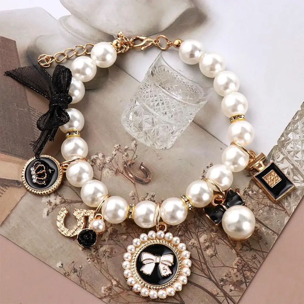 Fashion Wedding Jewelry Stuff Dog Chain Puppy Accessories Pearl Princess Pet  Collars Cat Jewelry Necklace Bow Collar