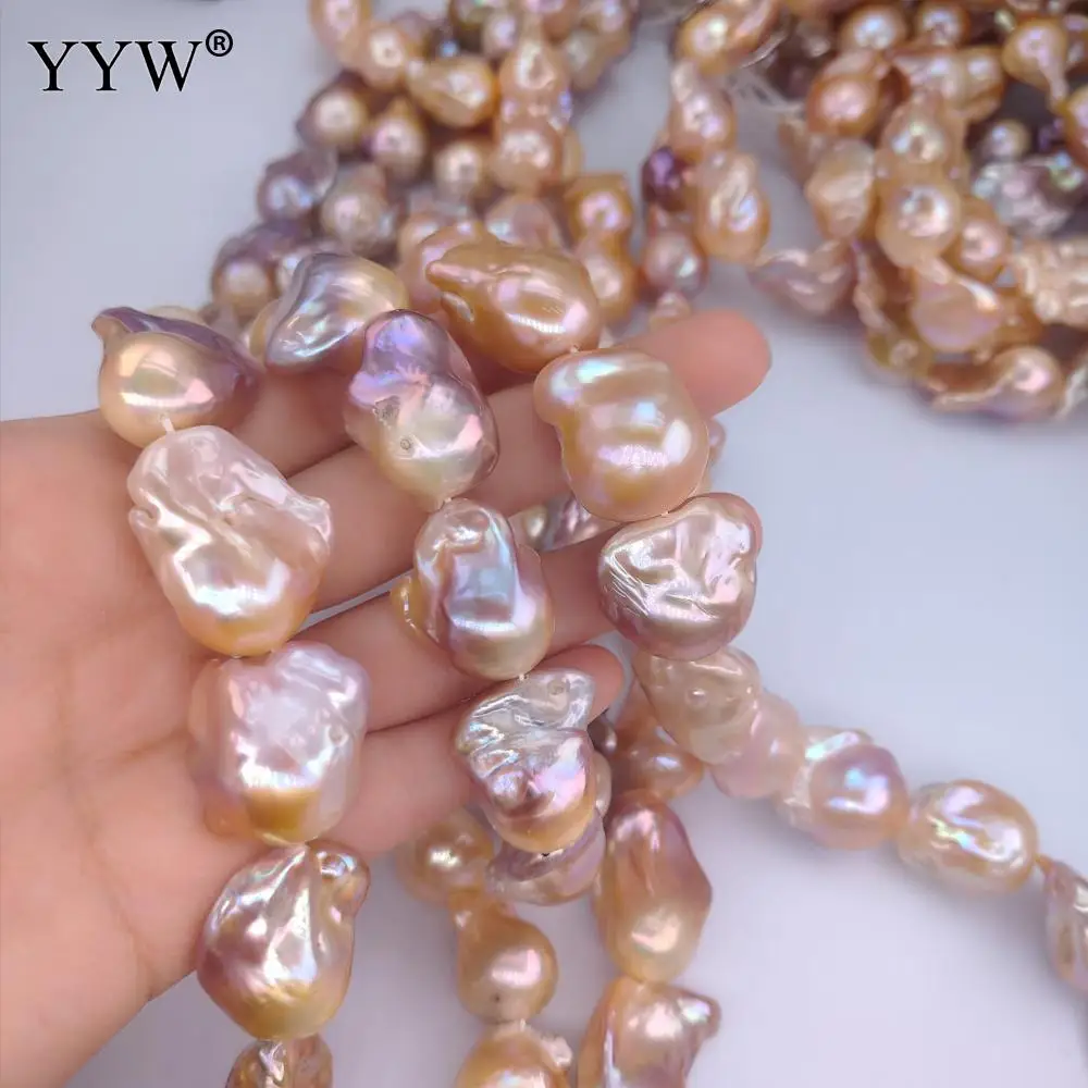 

Cultured Baroque Freshwater Pearl Nuggets Natural Multi-Colored 14-15mm Beads Sold By Approx 16pcs/Strand Women Jewelry Making