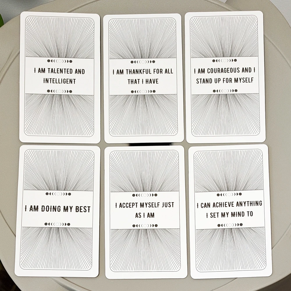 10,3 x 6 cm 54 szt. Kartki z afirmacjami o miłości do siebie dla codziennego inspiracji, manifestacji i uważności - Kartki z pozytywnymi cytatami