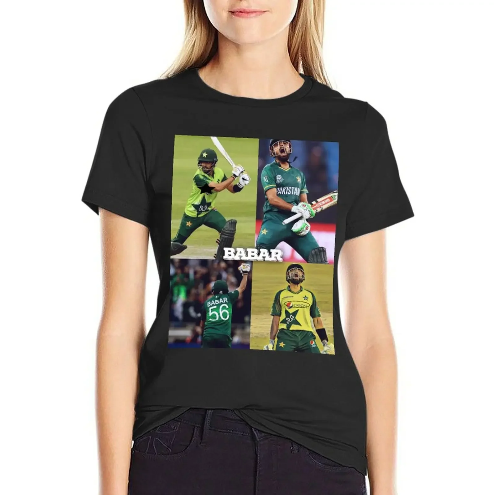 

Babar Azam T-Shirt Blouse tees graphics workout shirts for Women
