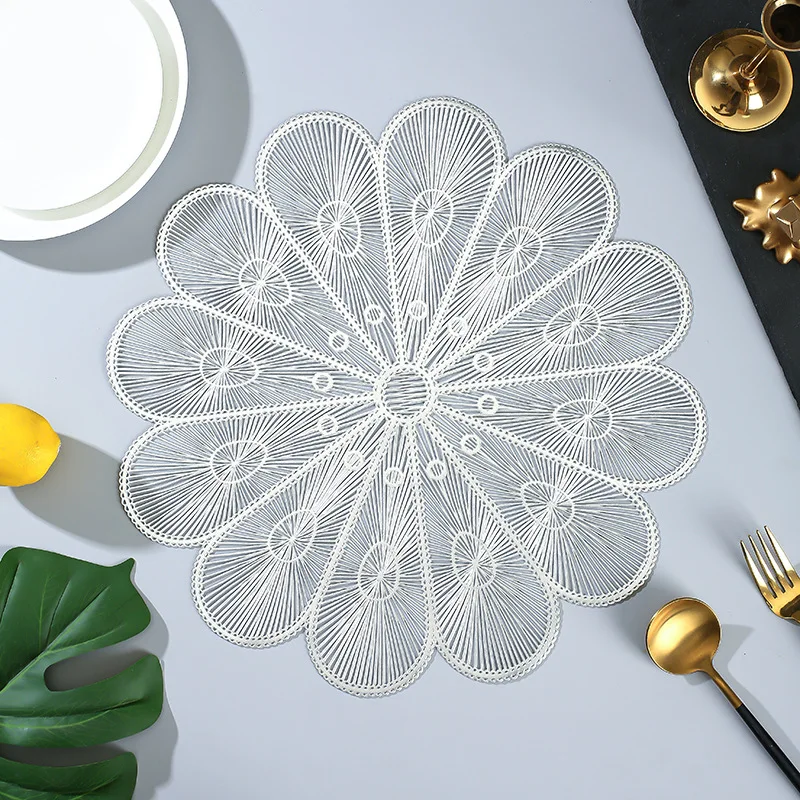 مفارش بتلات مضادة للحروق من كلوريد البولي فينيل ، مفارش أكواب مجوفة بختم ساخن ، ديكور طاولة طعام ، حصيرة طاولة قهوة منزلية ، 6 ، 4 السينمات