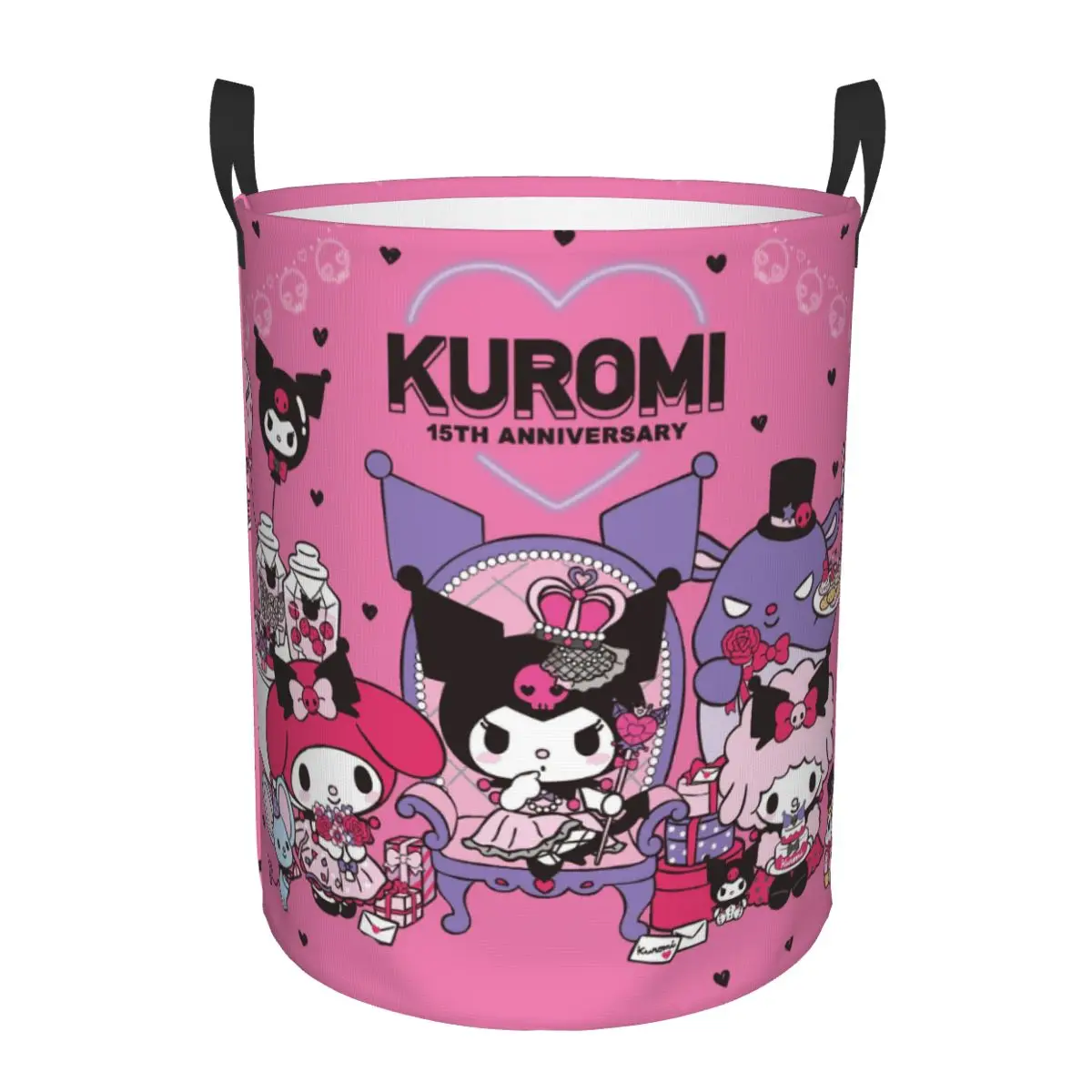 

Kuromi Anime Laundry Basket Foldable Clothes Hamper Storage Bin for Living Room