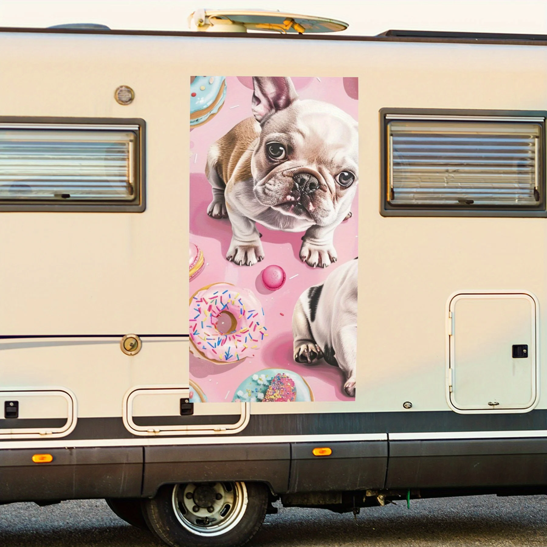 

Cute Frenchies and Sweets Vinyl Decal for motorhome car door, Waterproof Self-Adhesive Vinyl Stickers, Decoration Protection Aut