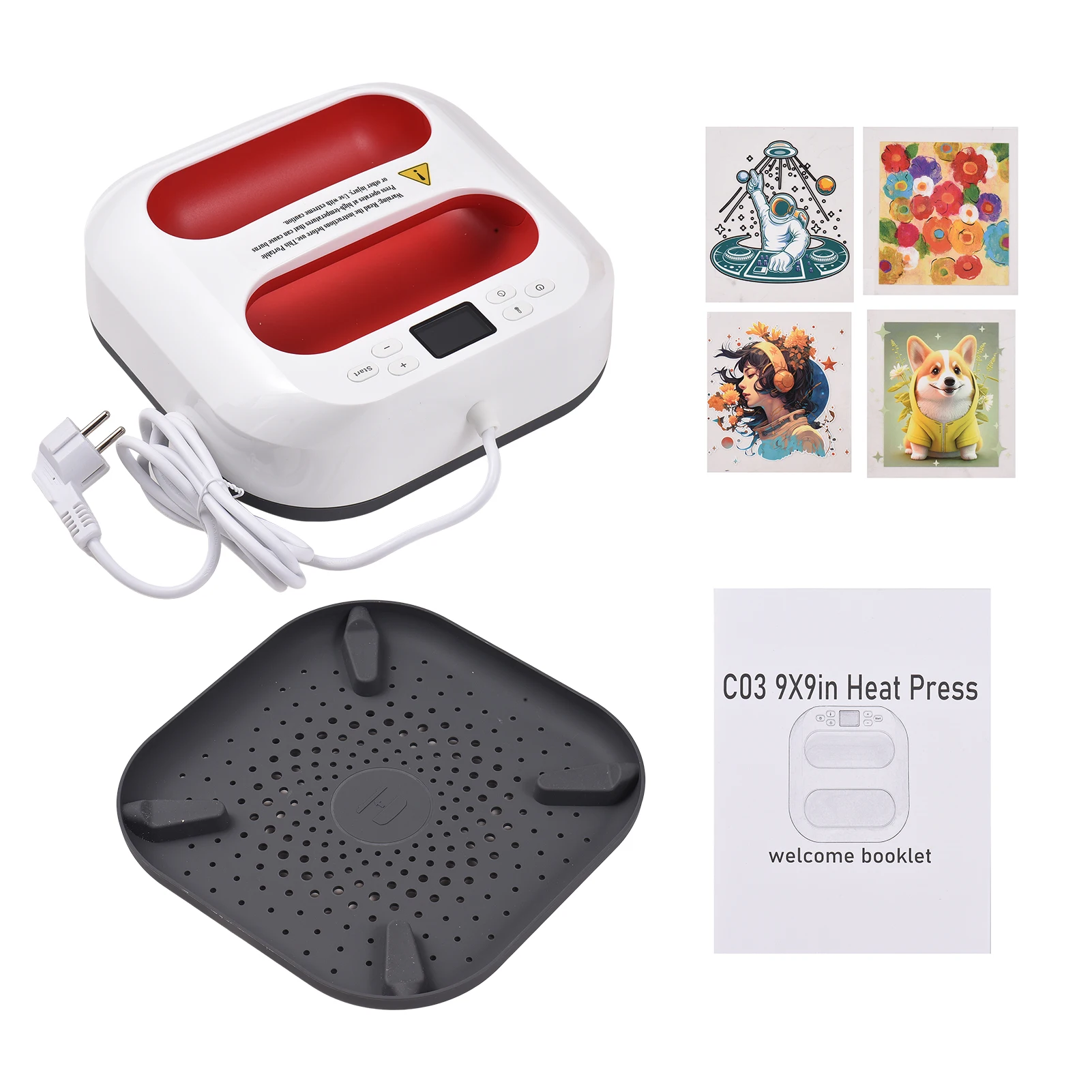 Handheld Heat Press Machine 9\'\'x9\'\'  Iron Press Fast Heat Up Adjustable Temperature and Timer Auto Shutdown Safety Function