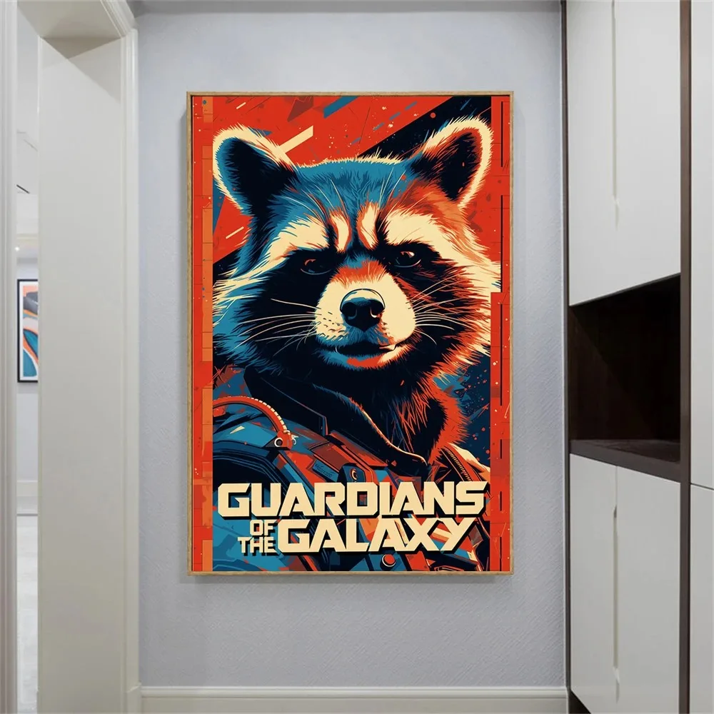 MINISO Guardians of the Galaxy Canvas Poster Rocket Raccoon Starlord Groot Print  Marvel Wall Art For Office Bedroom Decor