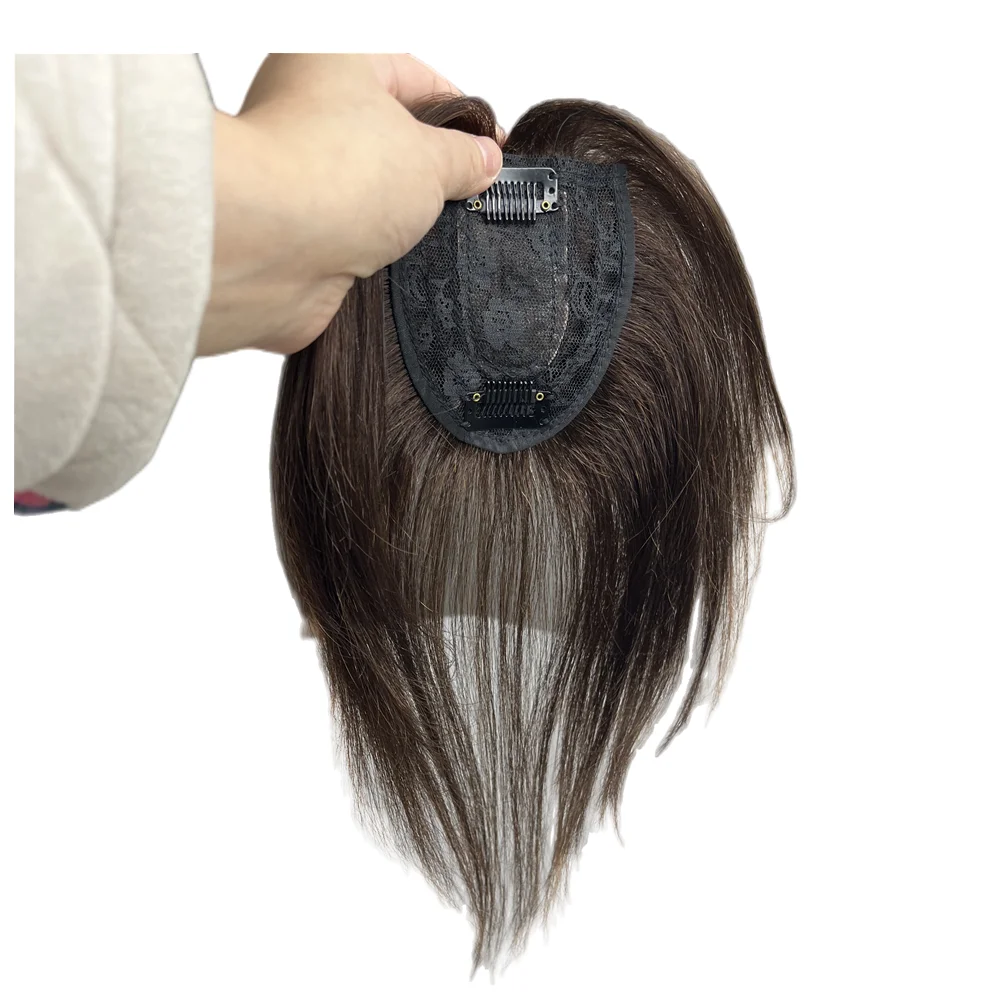 10 بوصة رقيقة الدانتيل قاعدة الشعر البشري القبعات العالية للنساء المظهر الطبيعي منتصف جزء الانفجارات الشعر المستعار الصغيرة لتخفيف الشعر #5