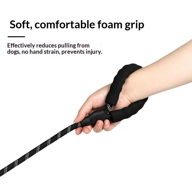 Nylon Weave Three Heads One Drag Three Dog Leash Round Rope Pet Traction Belt Dog Chain Strong Safety Dogs Lead Foam Handle - view 3
