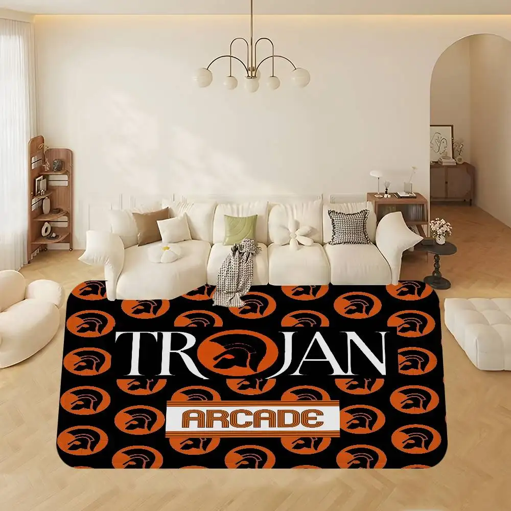 Trojan Records Logo Floor Mat INS Style Soft Bedroom Floor House Laundry Room Mat Anti-skid Bedside Area Rugs