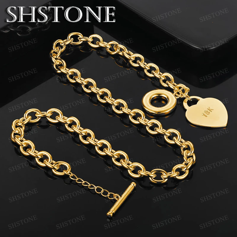 

47cm 18k Gold Heart Pendant Necklace For Lady Party Birthday Gift Sweet Romantic Valentine's Day Jewelry Gift Accessories