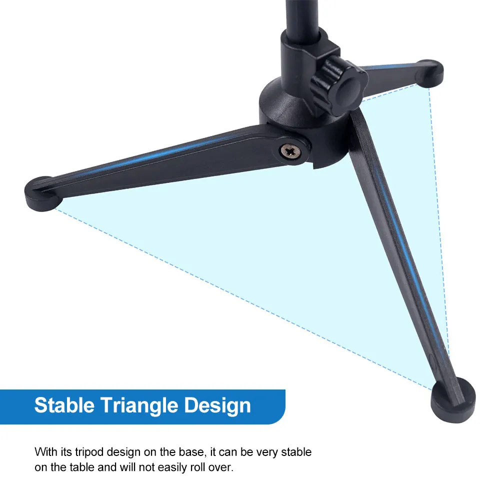 Microphone Stand Desktop Tripod Mini Portable Table Stand Adjustable Mic Stand Mic Clip Holder Bracket Lightweight Bracket