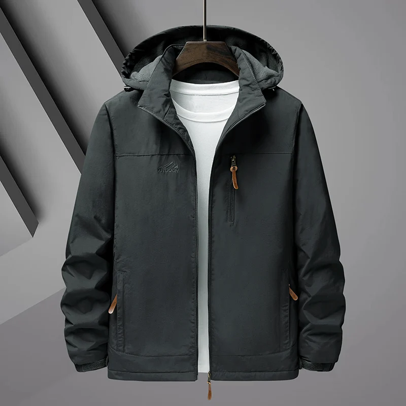 

Men's Thickened Cotton Jacket Winter Warm Outdoor Casual Workwear Windproof Cold-resistant Hooded Zipper Closure Fashionable ...