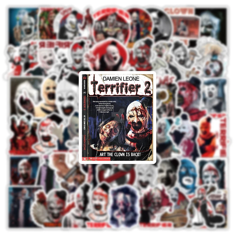 

10/30/53pcs Cartoon Horror Terrifier Movie Stickers Toy DIY Motorcycle Fridge Laptop Bike Notebook Cool Waterproof Sticker Pack