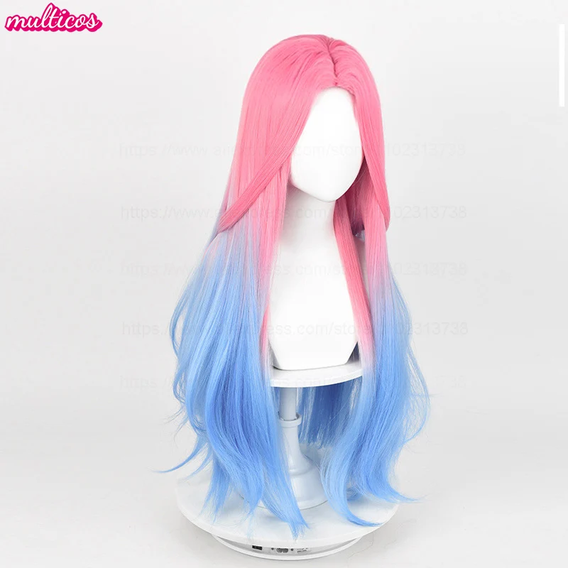 Mizi Cosplay Wig 76cm Long Pink Blue Dyeing Gradient Heat Resistant Synthetic Hair Simulated Scalp Lolita Anime Wigs + Wig Cap - Image 3