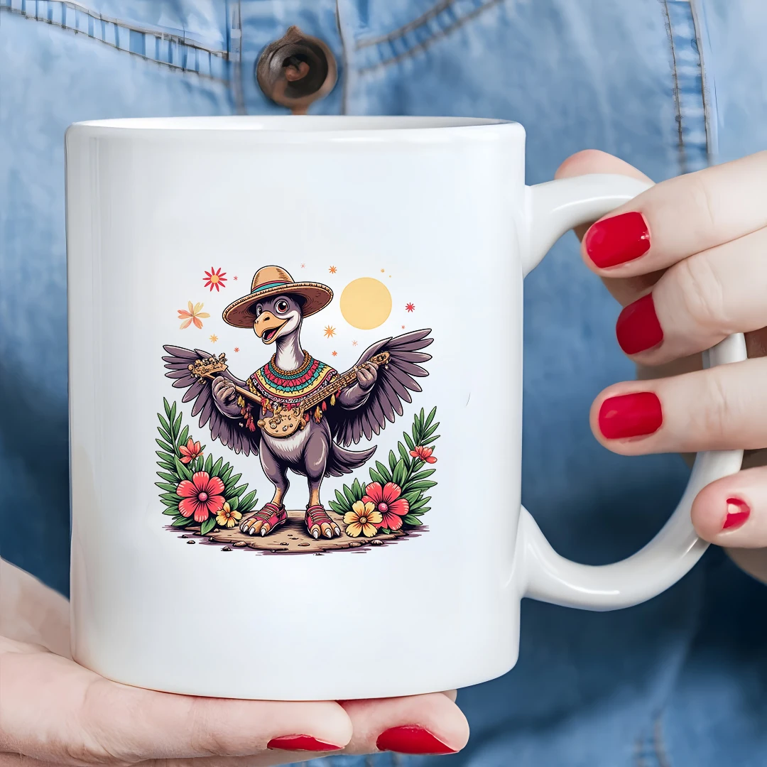 

11oz Cup + Mexican Eagle Cartoon Illustration + Kids Cold & Hot Beverage Cup - Christmas Gift for Family & Office