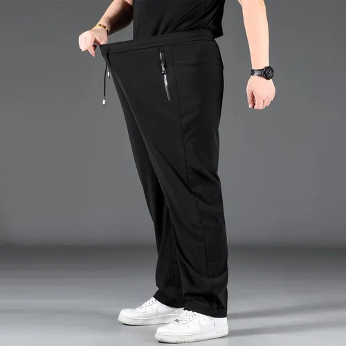 Imagen 2 del producto Pantalones informales de secado rápido para hombre, pantalón holgado y recto, cintura elástica, a la moda, para correr, talla grande 8XL