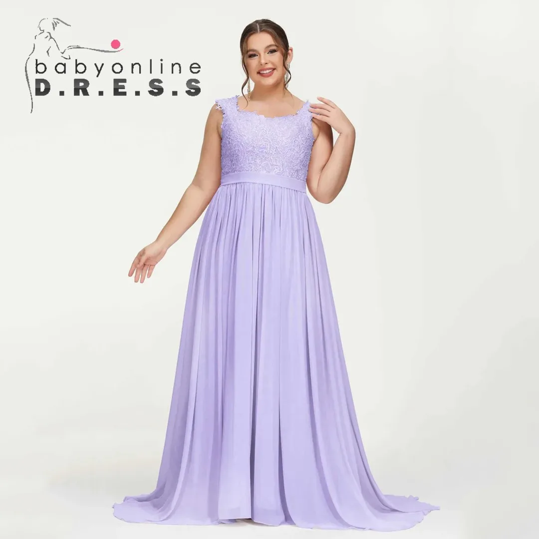 BABYONLINE Elegant Bridesmaid Dresses Beading Pearls Bodice illusion Back Chiffon A Line Skirt Maxi Gown Wedding Party Gown