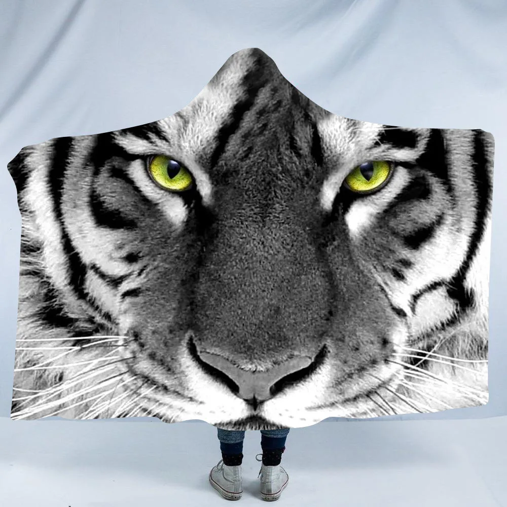 

Print Design Sublimation Wearable Double Layer Plush Fleece Sherpa Hooded Blankets