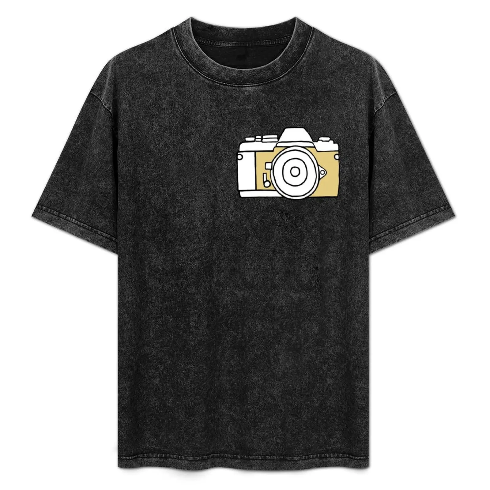 

Yellow film camera drawing T-Shirt Basic Simple Casual Short Sleeve Tee