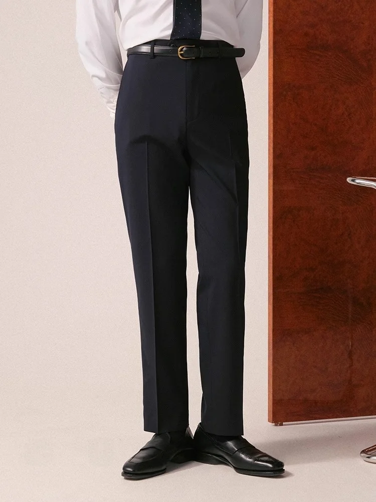 

Classic Men's Busin Casual Woolen Trousers No Ironing Required Comfortable Fit Long Pants Spring Season Busin Casual Sle