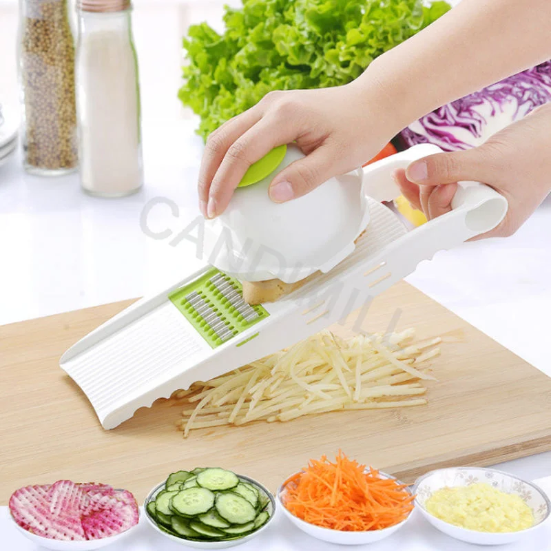 ที่ถอดออกได้เครื่องตัดผัก6ใบมีดสแตนเลส Bladeing คู่มือ Peeler Dicer คอนเทนเนอร์