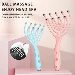 9 Claws Head Massger Streamlined Ball Body Relaxation Scalp Massage Roller for Hair Growth Hand Held Hair Stress Relief Aid