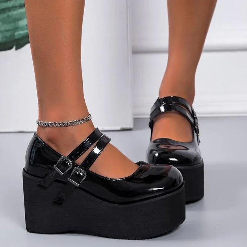 

Brand New Female Lolita Cute Mary Janes Pumps Platform Wedges High Heels women's Pumps Sweet Gothic Punk Shoes Woman