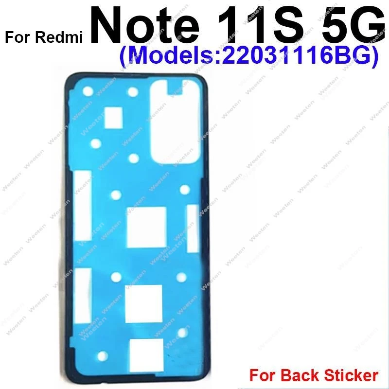 Porta traseira bateria capa adesivo adesivo fita cola para xiaomi nota 10 11 11t pro + mais nota 10s 11s 11se 4g 5g