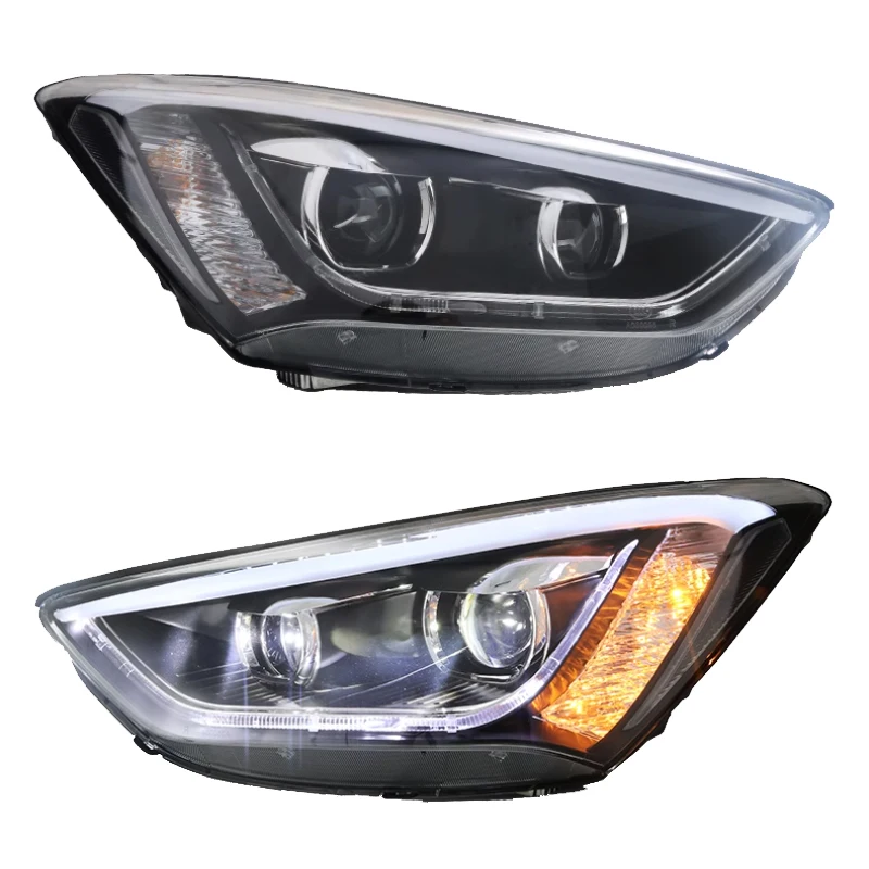 For Hyundai IX45 SantaFe Grand Santa Fe 2013 2016 Accessories LED Head Light Headlights Upgrade LED Demon Eyes Headlamp