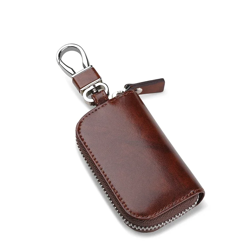 WIcomparaisons AMPOLO-Porte-clés de voiture en cuir véritable pour homme, petit portefeuille, sac en forme de goutte d'eau, marque