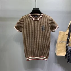 Crew-neck Knitted T-shirt Men's Spring Short-sleeved Casual Pullover T-shirt