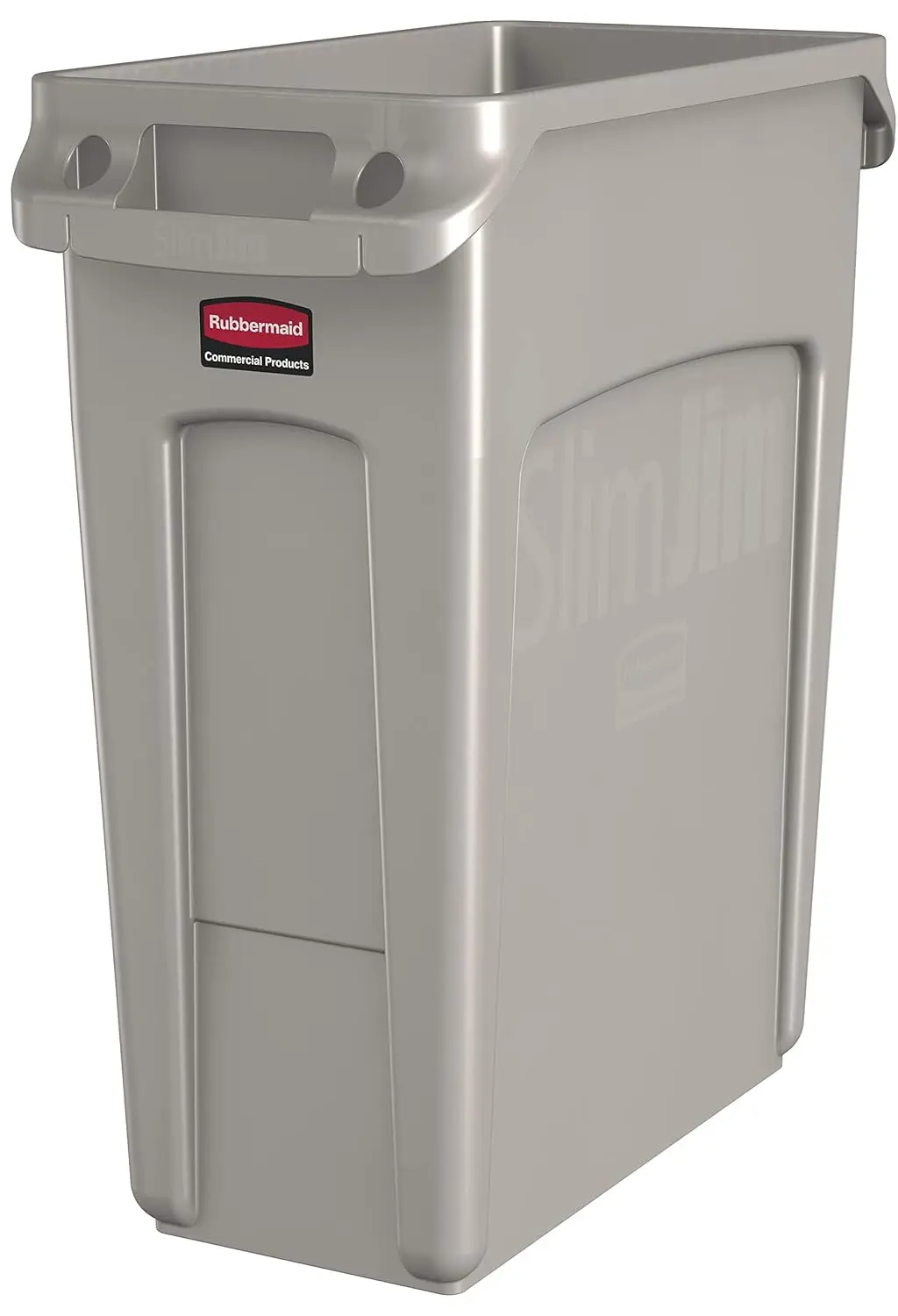 

Пластиковая прямоугольная мусорная корзина Rubbermaid SLIM JIM 16 Гал с отверстиями, бежевая, для кухни, классов, офиса