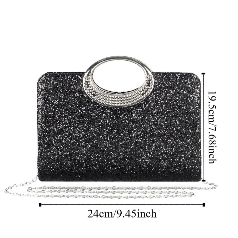 Borsa da banchetto da sera con paillettes glitterate portatile Borsa da polso Borsa a tracolla Borsa lucida Borsa da pranzo per feste di lusso di grande capacità Matrimonio