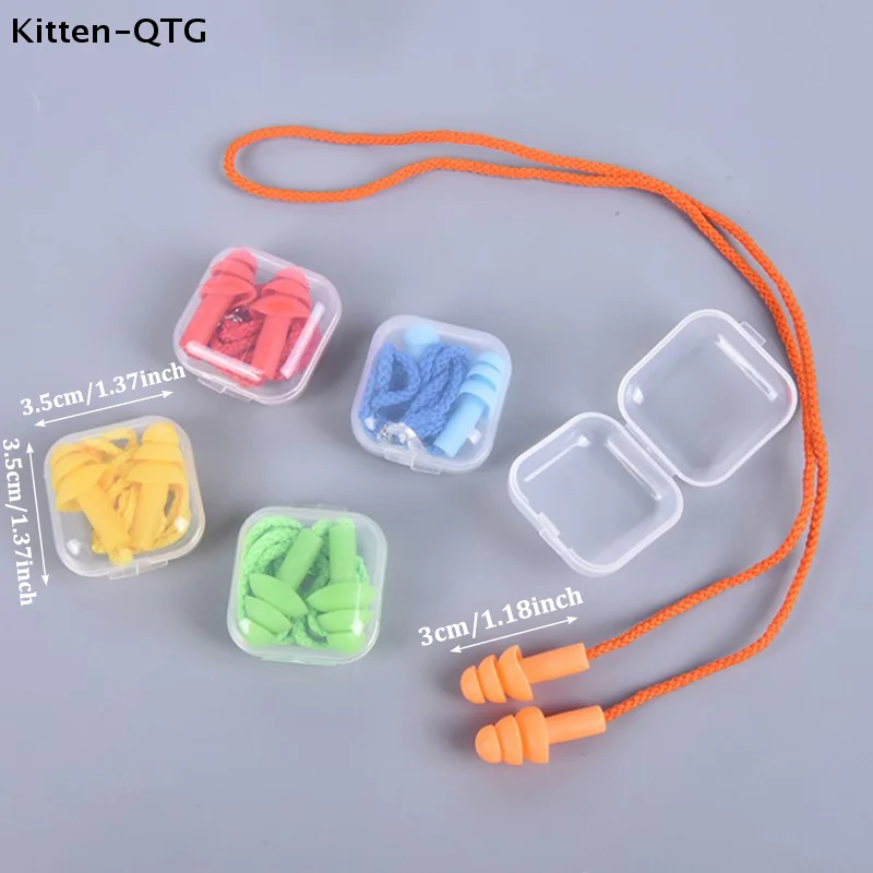 

Hot！1pc Silicone Ear Plugs Sleep Earplugs Noise Reduction Swimming Earplugs With Rope
