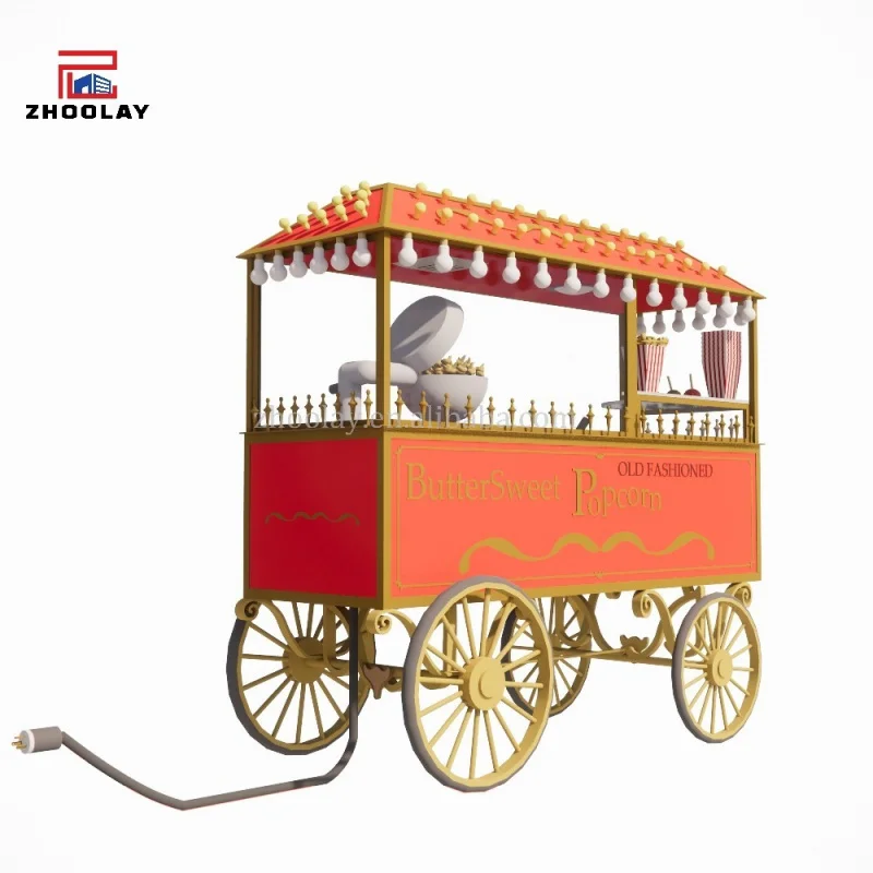 custom.Mobile Food Cart Sales Snack Mobile Stand Popcorn Candy Cart Beverage Cart Children's Park Trolley