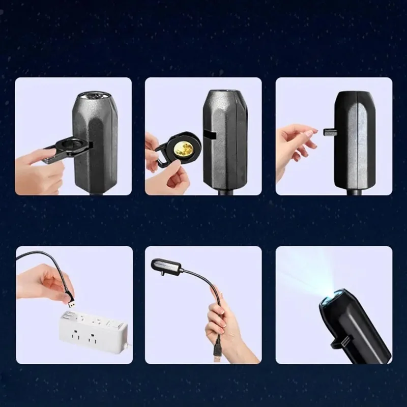 Christmas LED Projection Light Creative 360° Rotating Atmosphere Lamp USBRechargeableSmart Night Light for Bedroom Holiday Decor