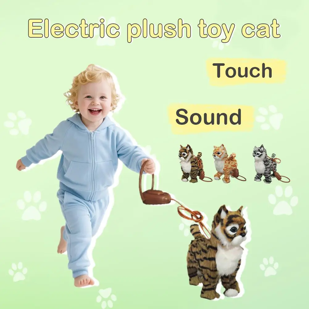 Gato Robot electrónico de peluche para gatos, canciones que cantan, paseo de perro, correa eléctrica para gatito, Control de música, gato, juguete de animales para niños