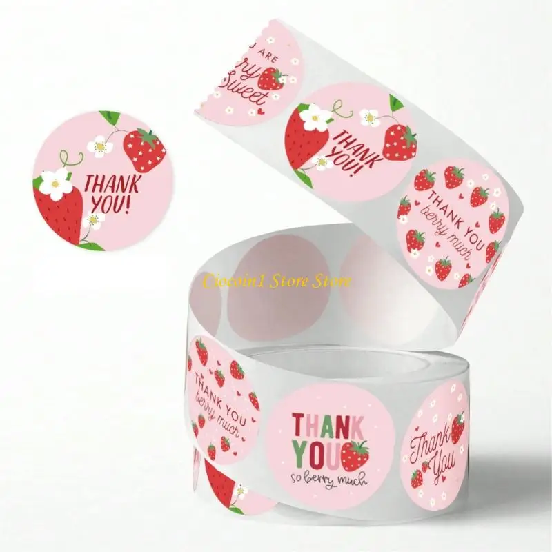A3PC 500pcs Strawberry Thank You por selo Envelope Card Candy Bag Wedding