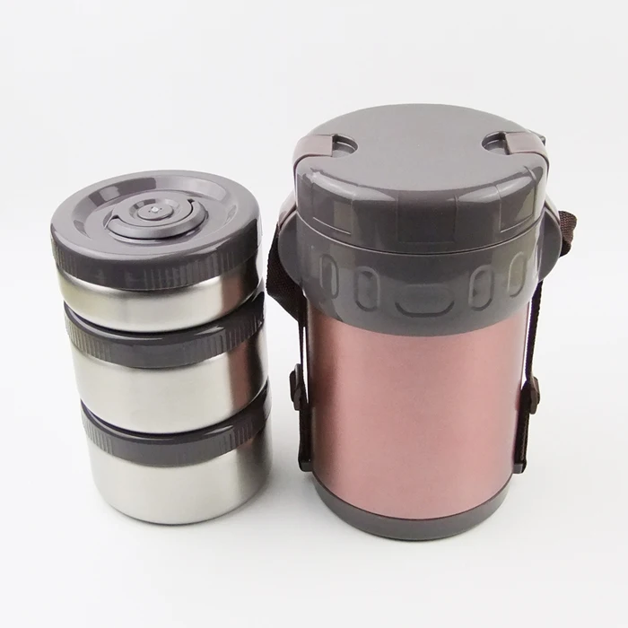Wholesale 1800ml Double Wall Food Thermos Stainless Steel Thermos Lunch Box 3 Compartment Insulated Food Container