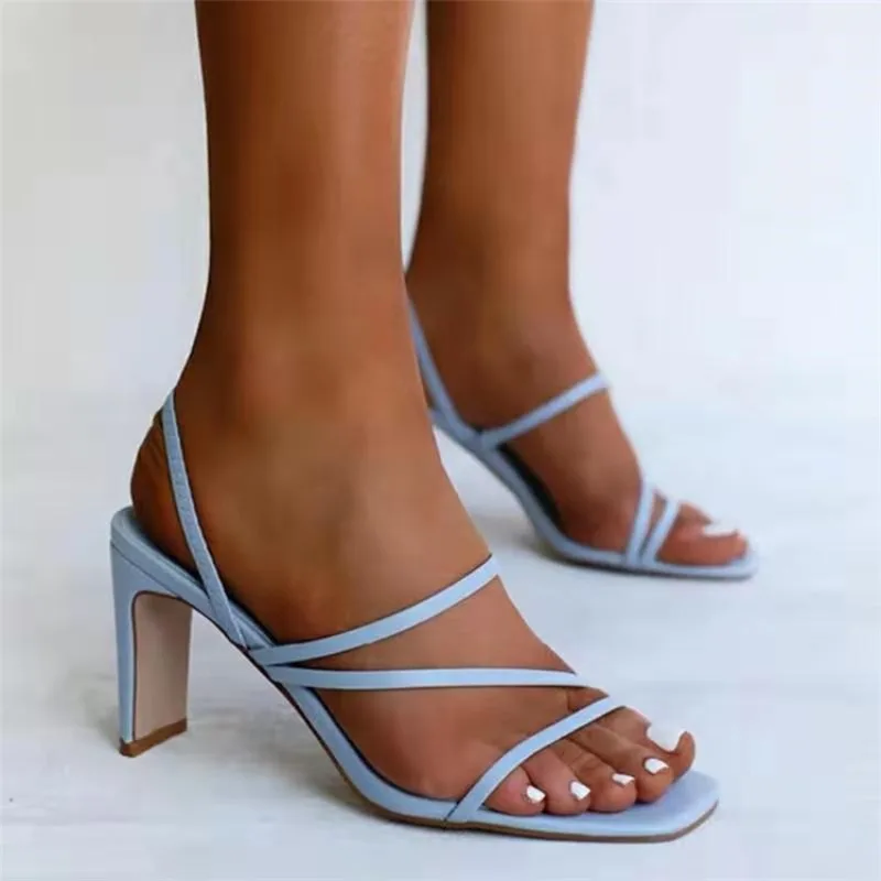 Heel Women Sandals 2024 Fashion Open Toe High Heel Shoes Women Thin Strap Combination Thick Heel Party Shoes for Women