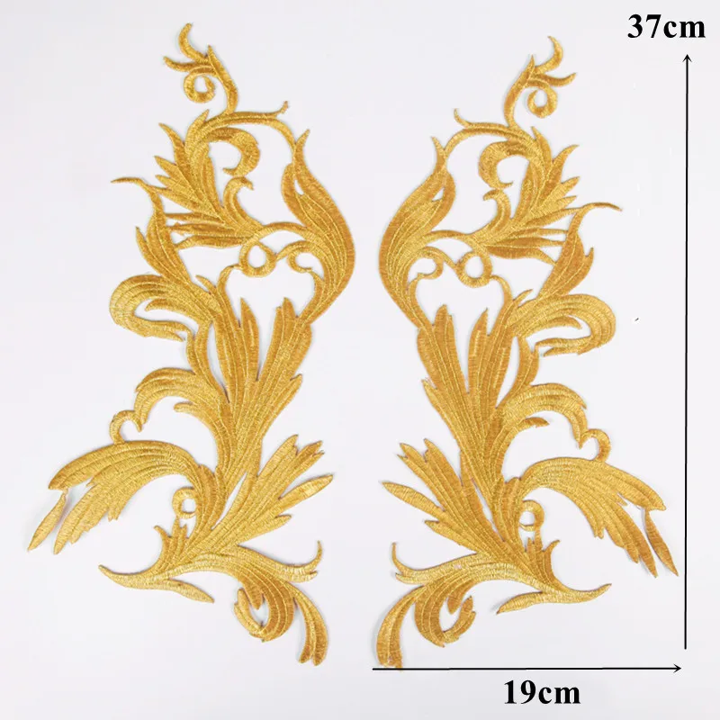 2 pezzi oro argento ricamo barocco lucido Applique collare ferro cucire Patch per abito da sposa abito fai da te vestiti Decor artigianato