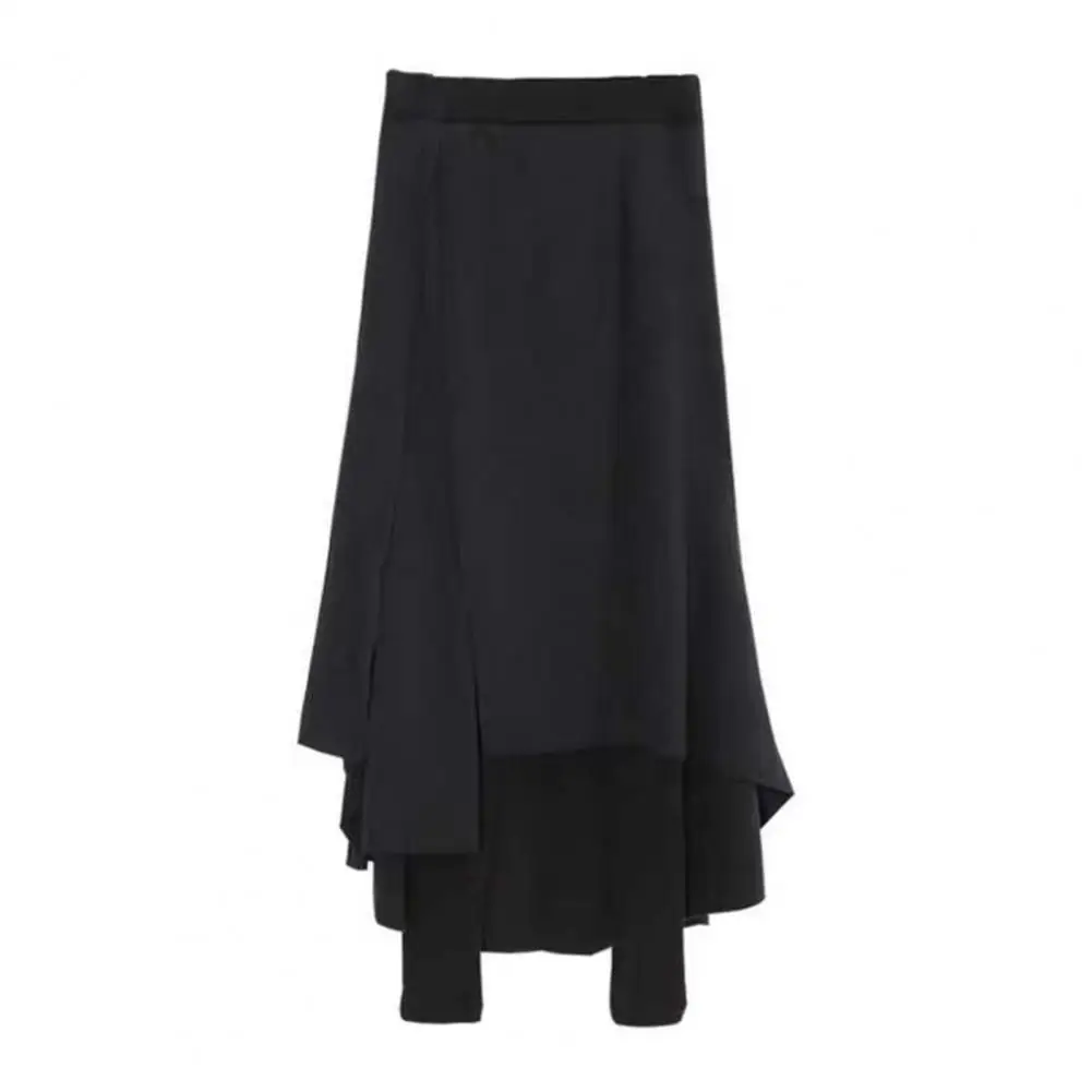 

Trousers Skirt High-Waist Elastic Waistband Thickened Leggings Skirt Women Fake Two Piece Fleece Lining Maxi Skirt