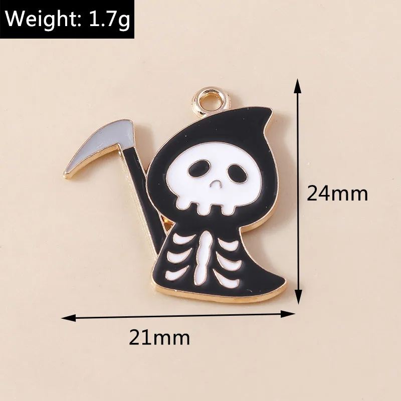 10 stücke Emaille Halloween Tod Geist Charms Anhänger für Schmuck machen niedlichen Ohrringe Halsketten DIY Handwerk Schmuck Geschenke – Detail 16