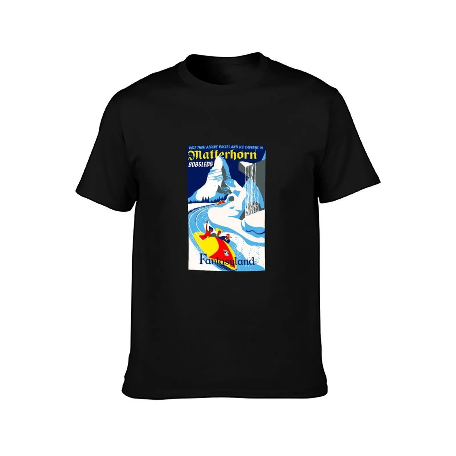 Matterhorn Bobsleds Attraction Poster T-Shirt, Summer Casual Cotton Tee, Oversized Streetwear Tops, Vintage Graphic Print