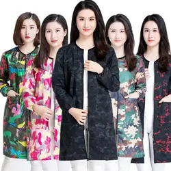 1pc Barber Apron Waterproof Professional Labour Suit Cape Apron For Hairdresser Hair Cutting Smock Camouflage Long Sleeve Gown
