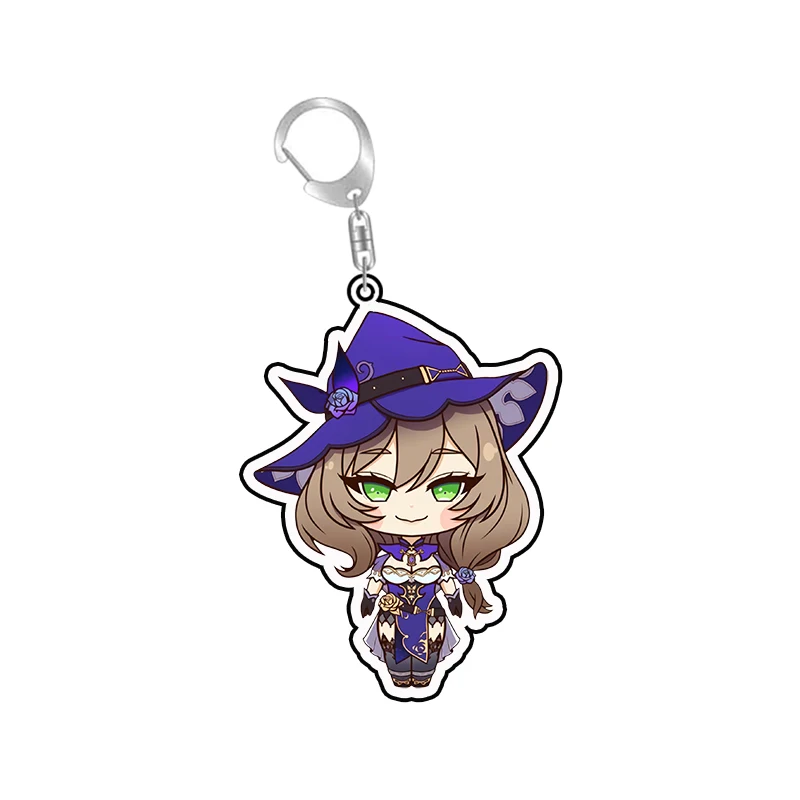 Genshin Impact Anime Figure Key Chain Ring Cute Keqing Lisa  Cartoon Keyring Backpack Charms Customized Acrylic Keychain