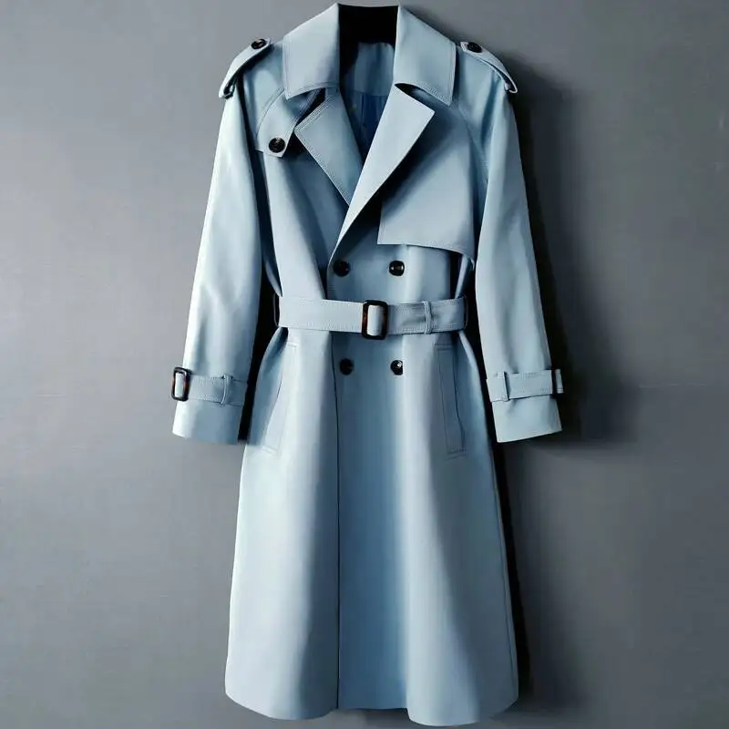 

Новые мужские куртки, двубортный плащ, мужское пальто, классическое ветрозащитное пальто с лацканами и длинными рукавами с поясом, осенняя уличная одежда