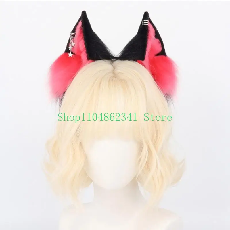 652f-調節可能な動物の耳ヘアバンドソフトフェイクファーリーかぶとロールプレイパーティー日常衣装