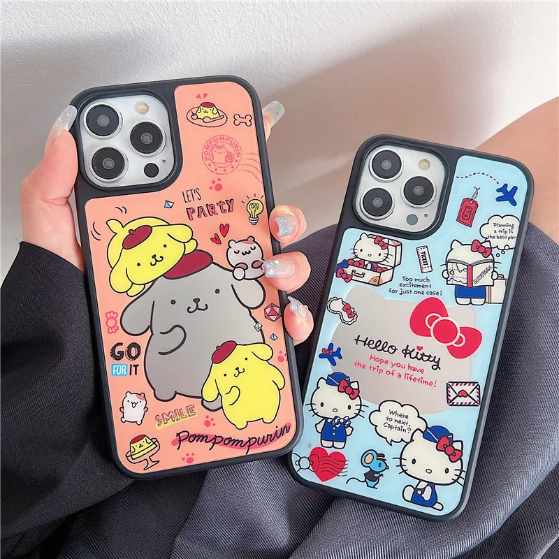 Hello Kitty Pom Pom Purin party Phone Case for iPhone 12 13 14 15 16 Pro Max 16pro 15pro AG tempering glass Cover Funda