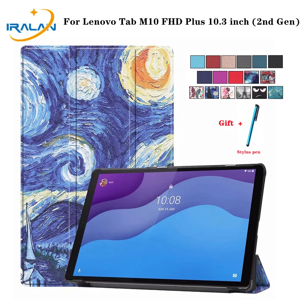 

For Lenovo Tab M10 FHD Plus 10.3" TB-X606F X606X Smart Cover for Lenovo Tab M10 HD TB-X306X TB-X605F TB-X505F 10.1"+film+pen